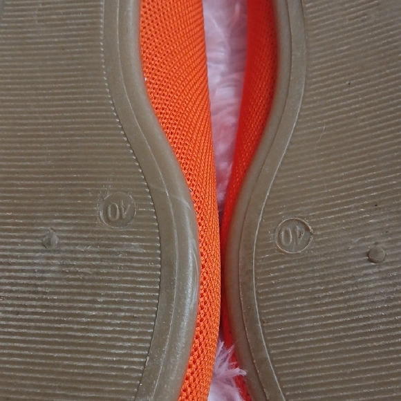 Orange Knit Pointed Toe Casual Bright Everyday Women's Flats - Picture 4 of 13